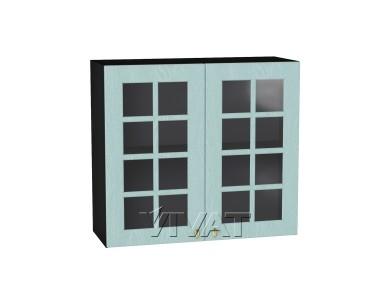 Шкаф верхний со стеклом Прованс 800 Голубой / Graphite