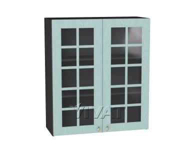 Шкаф верхний со стеклом Прованс 800Н Голубой / Graphite