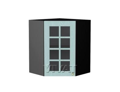 Шкаф верхний угловой со стеклом Прованс 590 Голубой / Graphite
