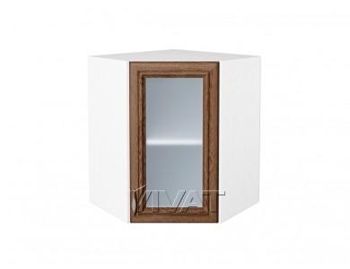 Шкаф верхний угловой со стеклом Шале 590 Brown Dreamline / Белый