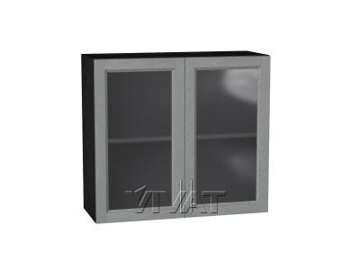 Шкаф верхний со стеклом Сканди 800 Grey Softwood / Graphite