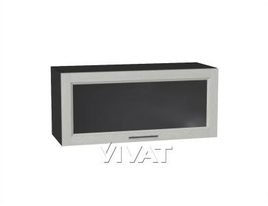 Шкаф верхний горизонтальный со стеклом Сканди 800 Cappuccino Softwood / Graphite