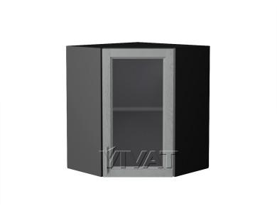 Шкаф верхний угловой со стеклом Сканди 590 Grey Softwood / Graphite