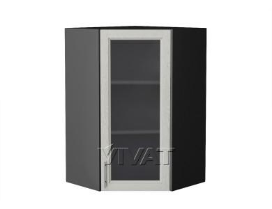 Шкаф верхний угловой со стеклом Сканди 590Н Cappuccino Softwood / Graphite