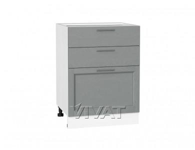 Шкаф нижний с 3-мя ящиками Сканди 600 Grey Softwood / Белый