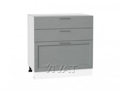 Шкаф нижний с 3-мя ящиками Сканди 800 Grey Softwood / Белый