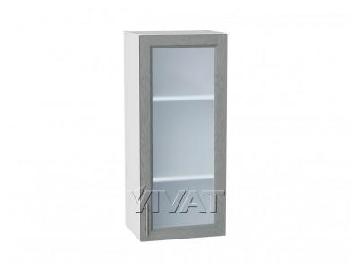Шкаф верхний со стеклом Сканди 400Н Grey Softwood / Белый