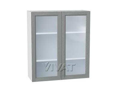 Шкаф верхний со стеклом Сканди 800Н Grey Softwood / Белый