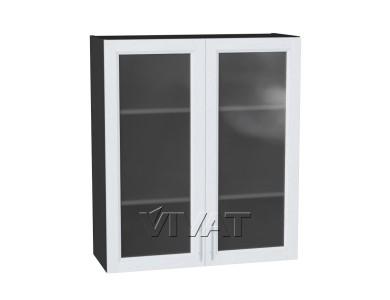 Шкаф верхний со стеклом Сканди 800Н White Softwood / Graphite
