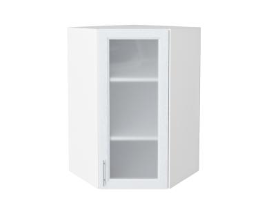 Шкаф верхний угловой со стеклом Сканди 590Н White Softwood / Белый