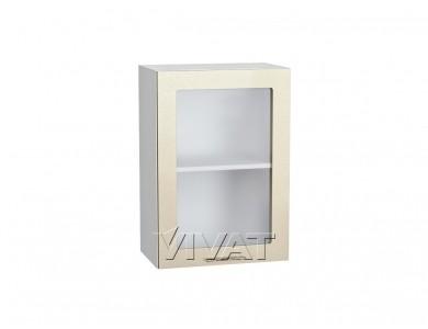 Шкаф верхний со стеклом Валерия-М 500 Бежевый металлик / Белый