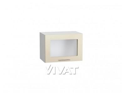 Шкаф верхний горизонтальный со стеклом Валерия-М 500 Бежевый металлик / Белый