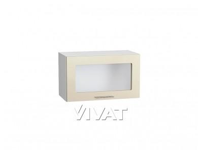 Шкаф верхний горизонтальный со стеклом Валерия-М 600 Бежевый металлик / Белый