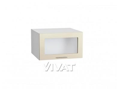 Шкаф верхний горизонтальный с увеличенной глубиной со стеклом Валерия-М 610 Бежевый металлик / Белый