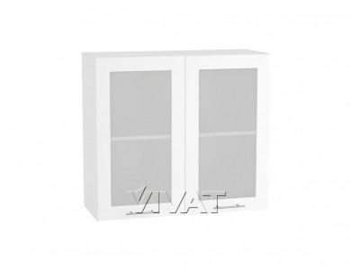 Шкаф верхний со стеклом Валерия-М 800 Белый глянец / Белый