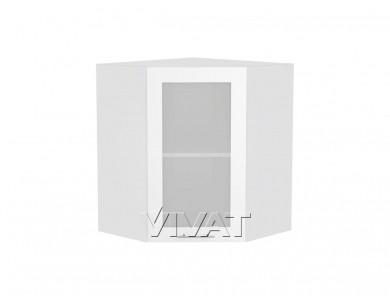 Шкаф верхний угловой со стеклом Валерия-М 590 Белый глянец / Белый