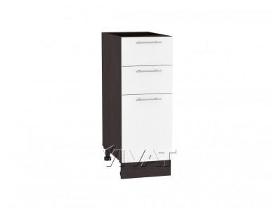 Шкаф нижний с 3-мя ящиками Валерия-М 300 Белый металлик / Венге