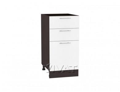 Шкаф нижний с 3-мя ящиками Валерия-М 400 Белый металлик / Венге