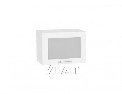 Шкаф верхний горизонтальный с увеличенной глубиной со стеклом Валерия-М 510 Белый металлик / Белый