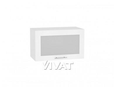 Шкаф верхний горизонтальный с увеличенной глубиной со стеклом Валерия-М 610 Белый металлик / Белый