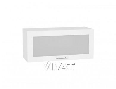 Шкаф верхний горизонтальный со стеклом Валерия-М 800 Белый металлик / Белый