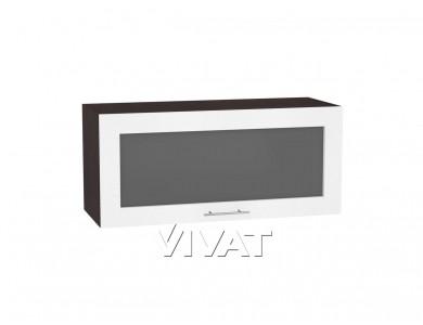 Шкаф верхний горизонтальный со стеклом Валерия-М 800 Белый металлик / Венге
