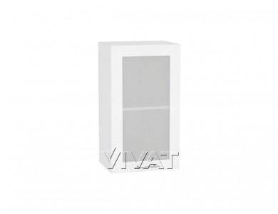 Шкаф верхний со стеклом Валерия-М 400Н Белый металлик / Белый