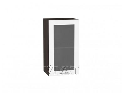 Шкаф верхний со стеклом Валерия-М 400 Белый металлик / Венге
