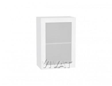 Шкаф верхний со стеклом Валерия-М 500Н Белый металлик / Белый