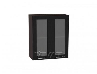Шкаф верхний со стеклом Валерия-М 600Н Чёрный металлик / Венге