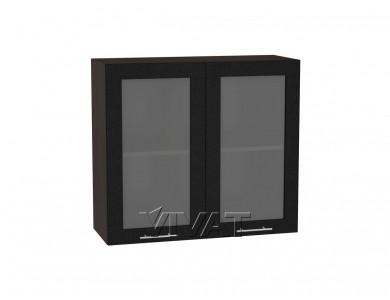 Шкаф верхний со стеклом Валерия-М 800Н Чёрный металлик / Венге