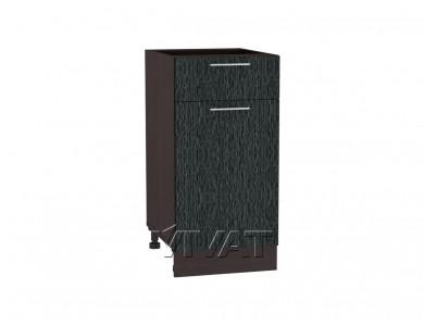 Шкаф нижний с 1 ящиком Валерия-М 400 Чёрный металлик дождь / Венге
