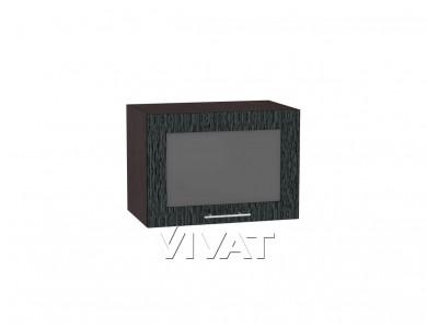 Шкаф верхний горизонтальный со стеклом Валерия-М 500 Чёрный металлик дождь / Венге