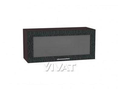 Шкаф верхний горизонтальный с увеличенной глубиной со стеклом Валерия-М 810 Чёрный металлик дождь / Венге