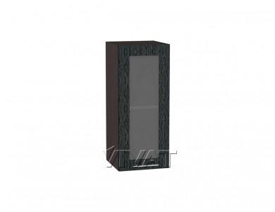 Шкаф верхний со стеклом Валерия-М 300Н Чёрный металлик дождь / Венге