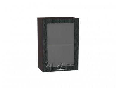 Шкаф верхний со стеклом Валерия-М 500Н Чёрный металлик дождь / Венге