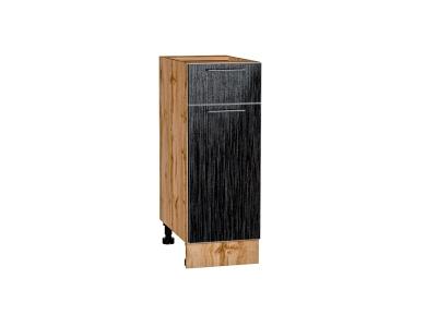 Шкаф нижний с 1 ящиком Валерия-М 300 Чёрный металлик дождь / Дуб Вотан
