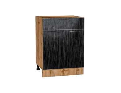 Шкаф нижний с 1 ящиком Валерия-М 601М Чёрный металлик дождь / Дуб Вотан