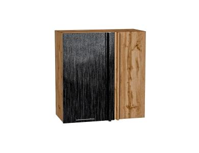 Шкаф верхний прямой угловой Валерия-М 700 Чёрный металлик дождь / Дуб Вотан