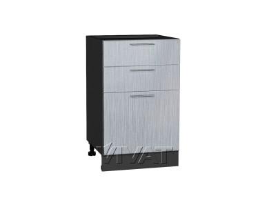 Шкаф нижний с 3-мя ящиками Валерия-М 500 Серый металлик дождь светлый / Graphite