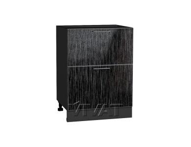 Шкаф нижний с 2-мя ящиками Валерия-М 600 Чёрный металлик дождь / Graphite