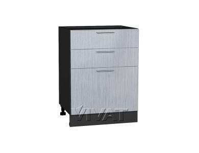 Шкаф нижний с 3-мя ящиками Валерия-М 600 Серый металлик дождь светлый / Graphite