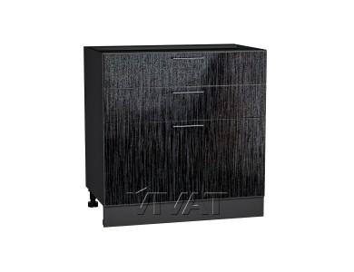Шкаф нижний с 3-мя ящиками Валерия-М 800 Чёрный металлик дождь / Graphite