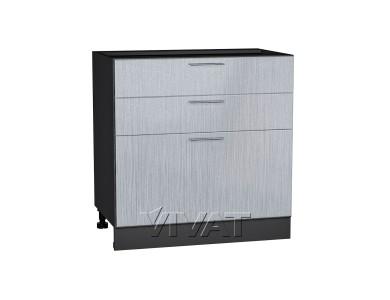 Шкаф нижний с 3-мя ящиками Валерия-М 800 Серый металлик дождь светлый / Graphite