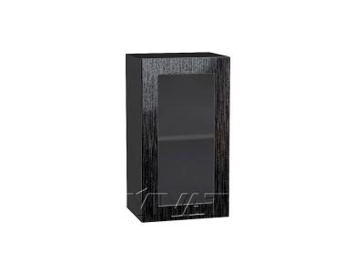 Шкаф верхний со стеклом Валерия-М 400 Чёрный металлик дождь / Graphite