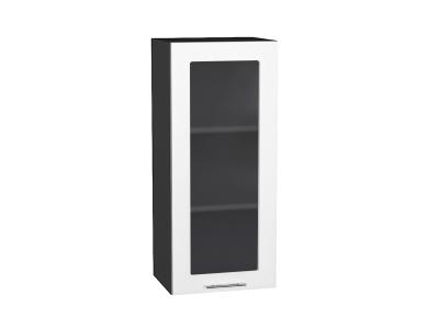 Шкаф верхний со стеклом Валерия-М 400Н Белый металлик / Graphite