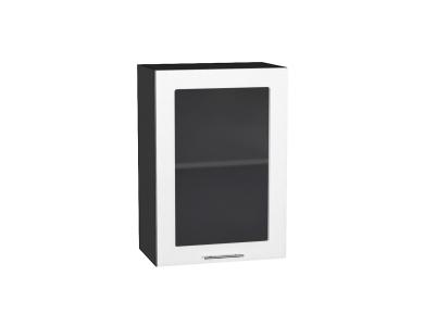 Шкаф верхний со стеклом Валерия-М 500 Белый металлик / Graphite