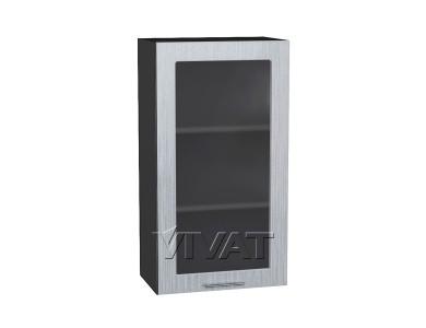 Шкаф верхний со стеклом Валерия-М 500Н Серый металлик дождь светлый / Graphite