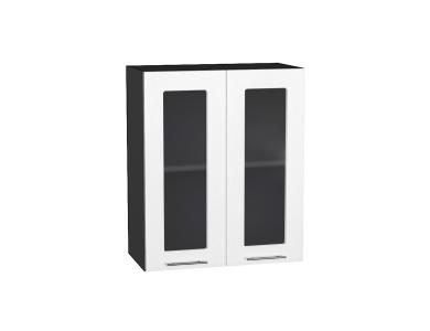 Шкаф верхний со стеклом Валерия-М 600 Белый металлик / Graphite