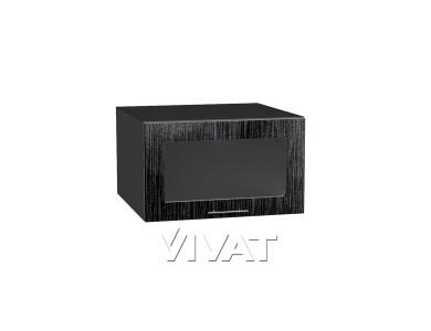Шкаф верхний горизонтальный с увеличенной глубиной со стеклом Валерия-М 610 Чёрный металлик дождь / Graphite